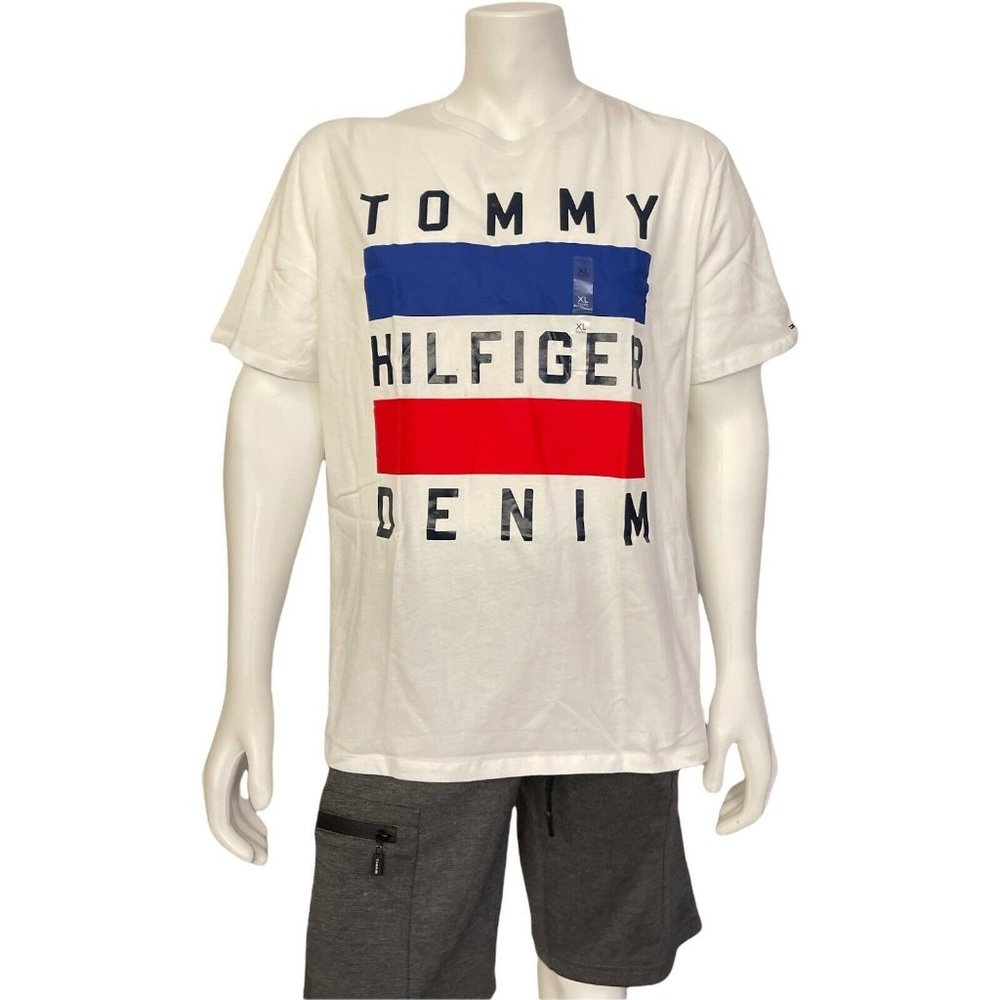 ⚒️Men's T-Shirt Tommy Hilfiger Holi9 Cotton Crewneck Tee,Short Sleeve,Size XL Wh